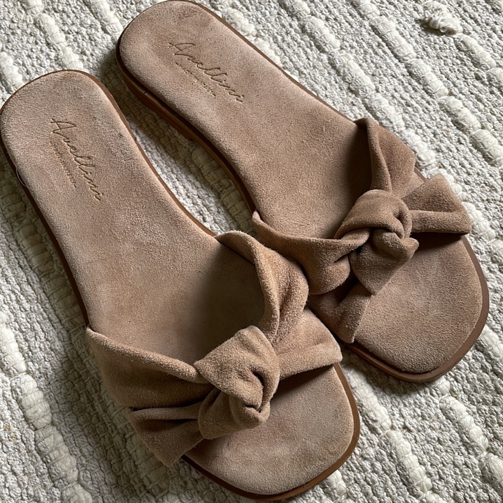 Avellini sued leather slide sandals